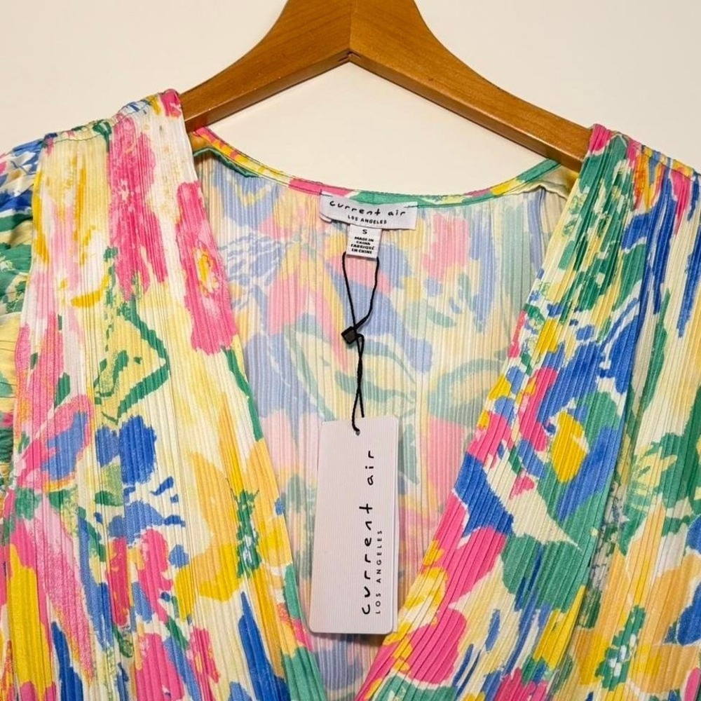 Current Air Floral Pleated Maxi Dress | Tie Waist | Small New With Tags - Picture 7 of 8